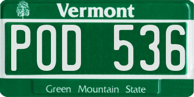 VT license plate POD536