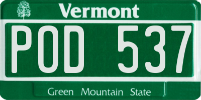 VT license plate POD537