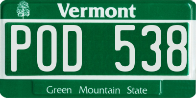VT license plate POD538