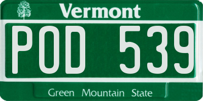 VT license plate POD539