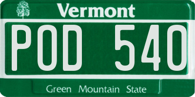VT license plate POD540