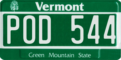 VT license plate POD544