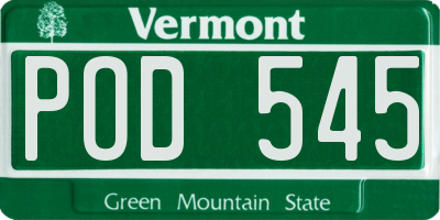 VT license plate POD545