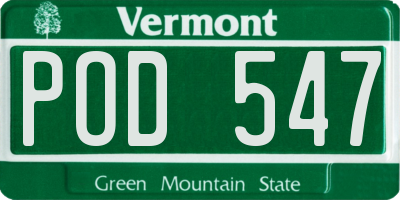 VT license plate POD547