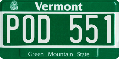VT license plate POD551