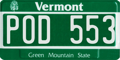 VT license plate POD553