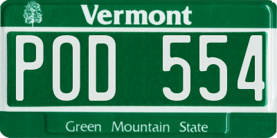 VT license plate POD554