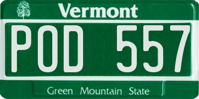 VT license plate POD557