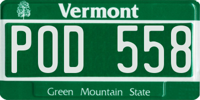 VT license plate POD558