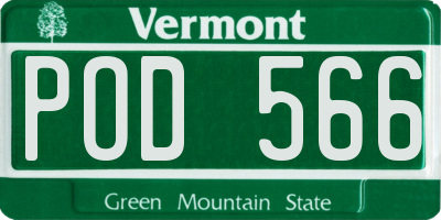 VT license plate POD566