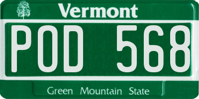 VT license plate POD568