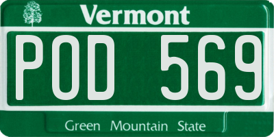 VT license plate POD569
