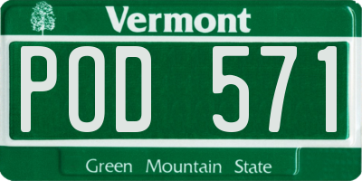 VT license plate POD571