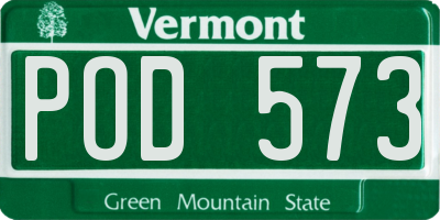VT license plate POD573