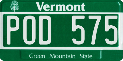 VT license plate POD575