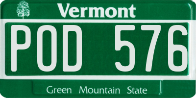 VT license plate POD576