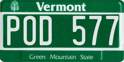 VT license plate POD577