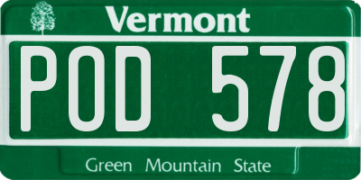 VT license plate POD578