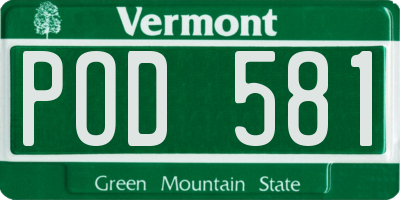 VT license plate POD581