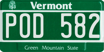 VT license plate POD582