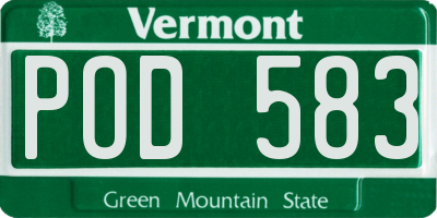 VT license plate POD583