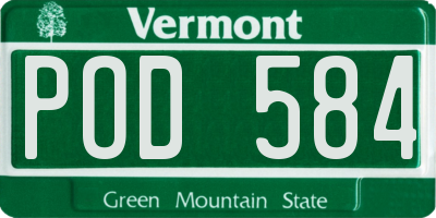 VT license plate POD584