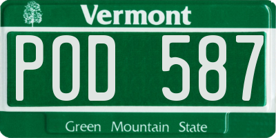 VT license plate POD587