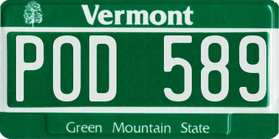 VT license plate POD589