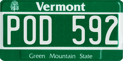 VT license plate POD592