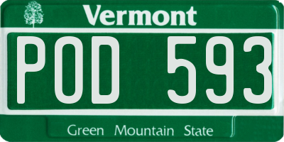 VT license plate POD593