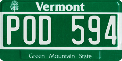 VT license plate POD594