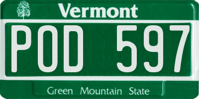 VT license plate POD597
