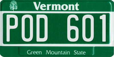 VT license plate POD601