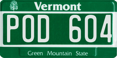 VT license plate POD604