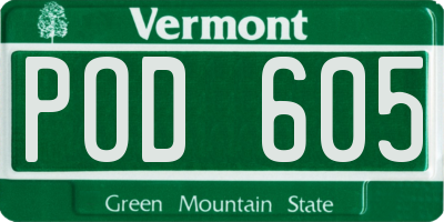 VT license plate POD605