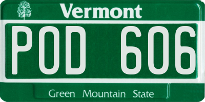 VT license plate POD606