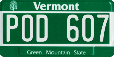 VT license plate POD607
