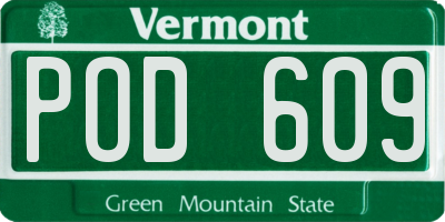 VT license plate POD609