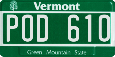 VT license plate POD610