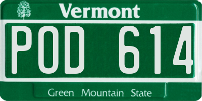 VT license plate POD614