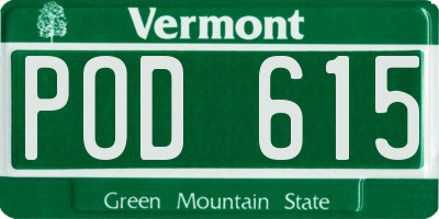 VT license plate POD615