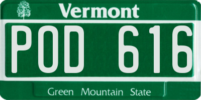 VT license plate POD616