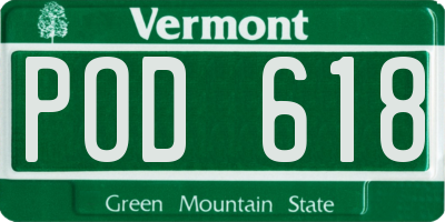 VT license plate POD618