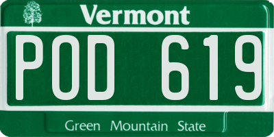 VT license plate POD619