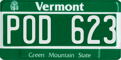 VT license plate POD623