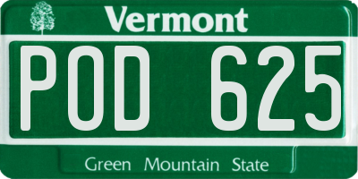 VT license plate POD625