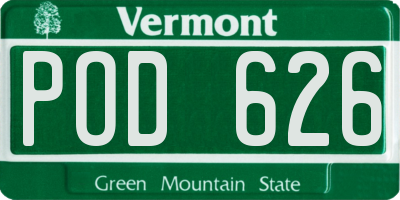 VT license plate POD626