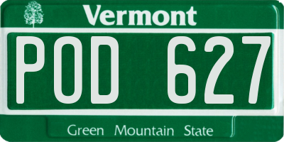 VT license plate POD627