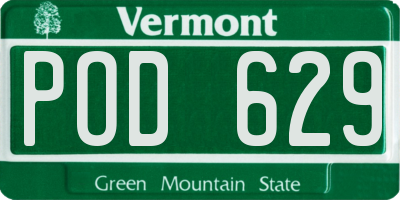 VT license plate POD629