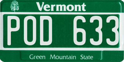 VT license plate POD633